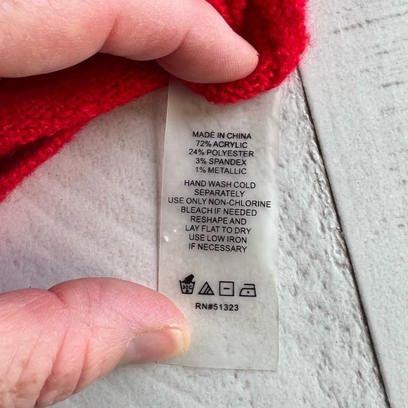 VINCE CAMUTO Womens Red & White Star Long Sleeve Crew Neck Sweater size Large - Picture 7 of 8